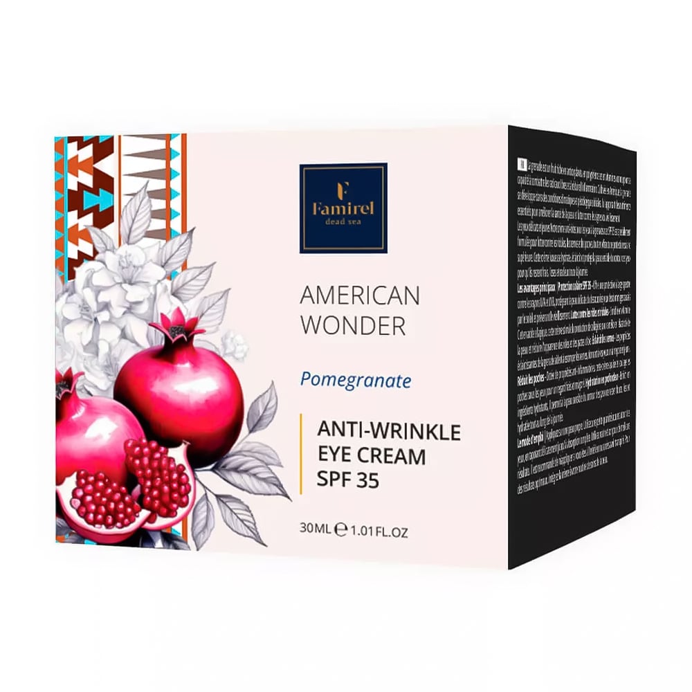 Крем для шкіри навколо очей Famirel Wonder World American Wonder Pomegranate Anti-Wrinkle Eye Cream проти зморщок, SPF 35, 30 мл